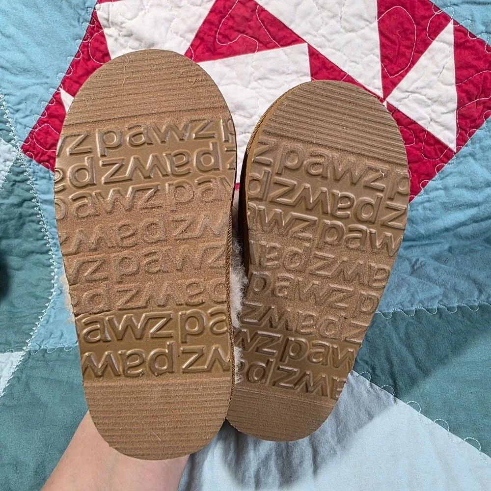 PAWZ by Bearpaw Kids Girls Emma Slipper Chestnut Tan Faux Fur Slingback Size 9‎